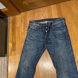 Double RL; 34 x 34 low straight leg selvedge denim